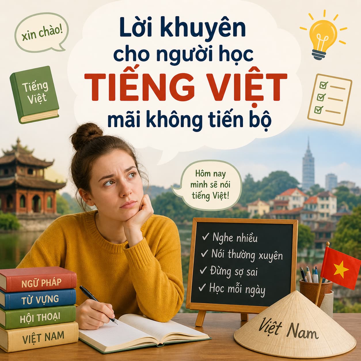 Lời khuyên cho người học tiếng Việt mãi không tiến bộ